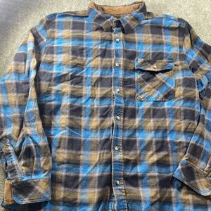 Men's Casual Plaid Button-Down Shirt in Blue, Black & Brown